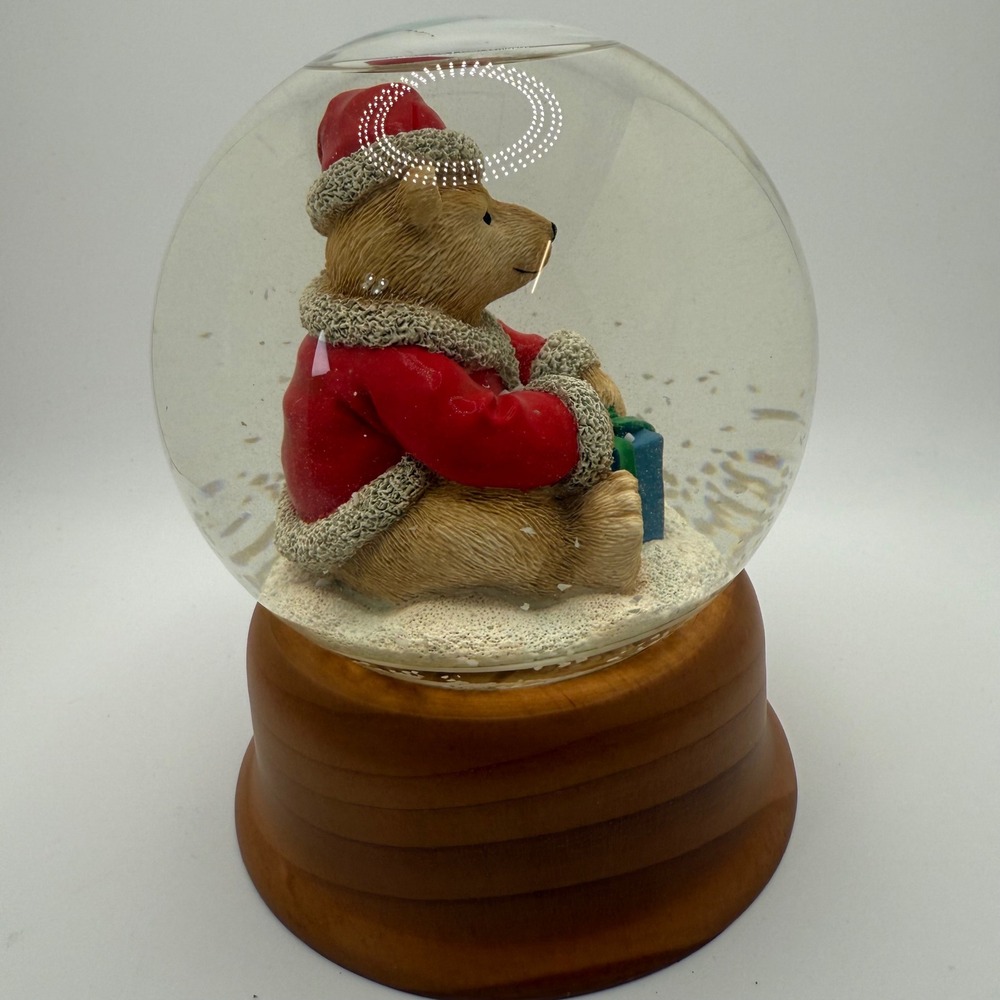 Eddie Bauer Home 1998 Teddy Bear Christmas Snow Globe Musical Glitter Dome - Picture 4 of 7